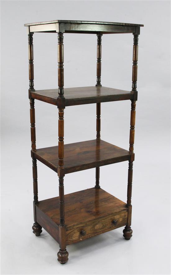 A William IV rosewood four tier whatnot, W.1ft 7.5in.